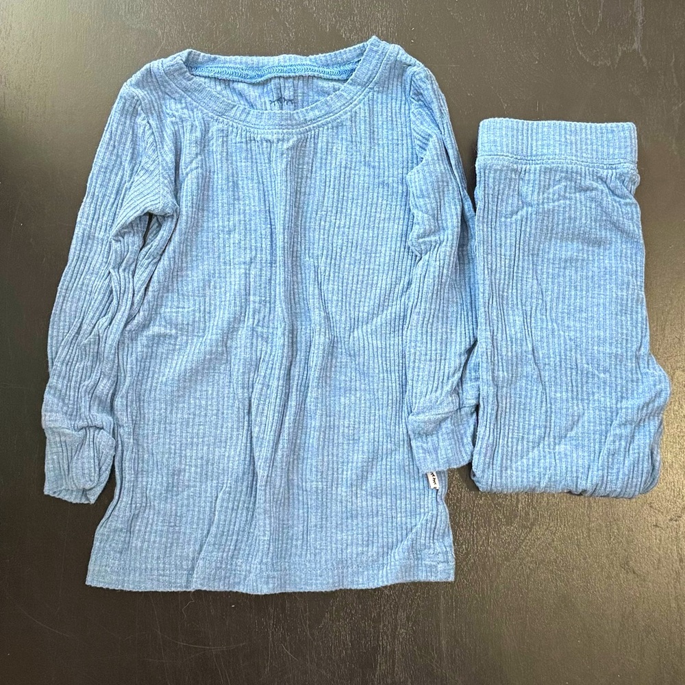 Little Sleepies Heather Blue Ribbed Two Piece Pajama Set